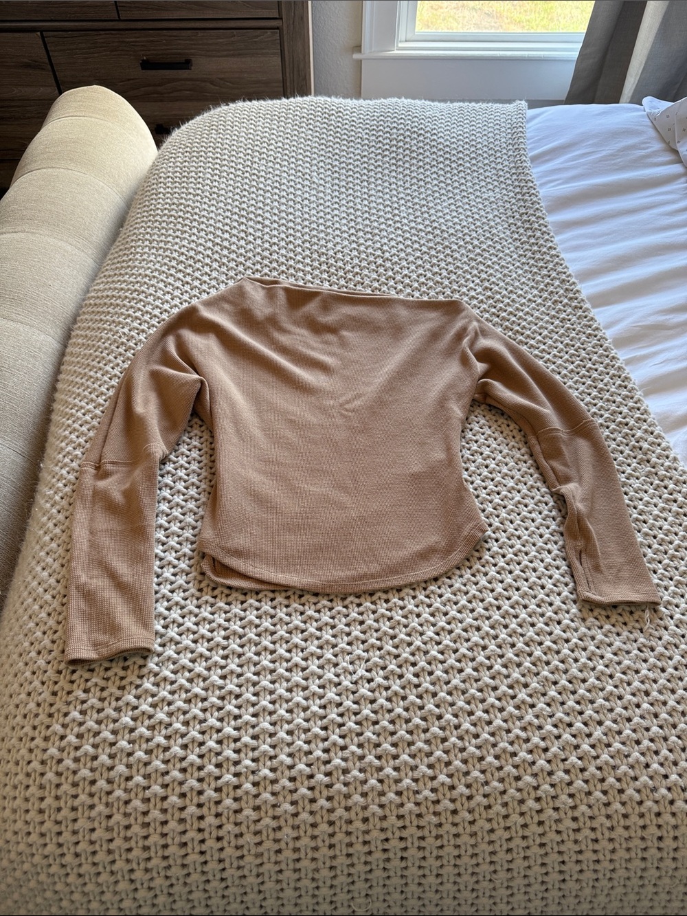 We The Free Off-the-Shoulder Sweater in Camel